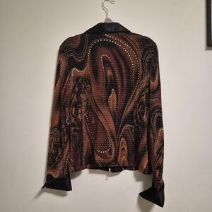 Chic Women's Brown Patterned Blazer